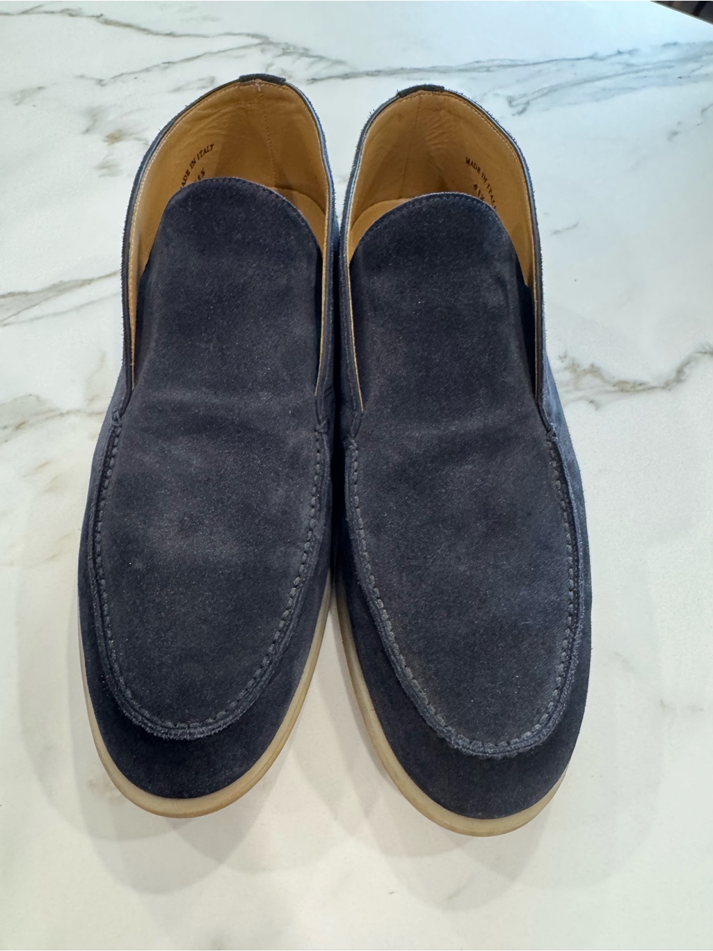 Loro Piano Men's Navy Blue Suede Open Walk Slip-On Chukka Shoes Size 41.5